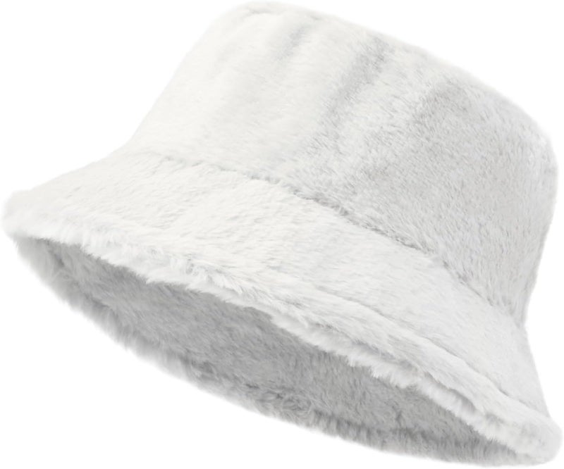 Yonchic Store Winter Soft Faux Fur Plush Bucket Hat, Lovely Fisherman Cap, Fashion Outdoor Thick Warm Sun Cap for Women - Image 1